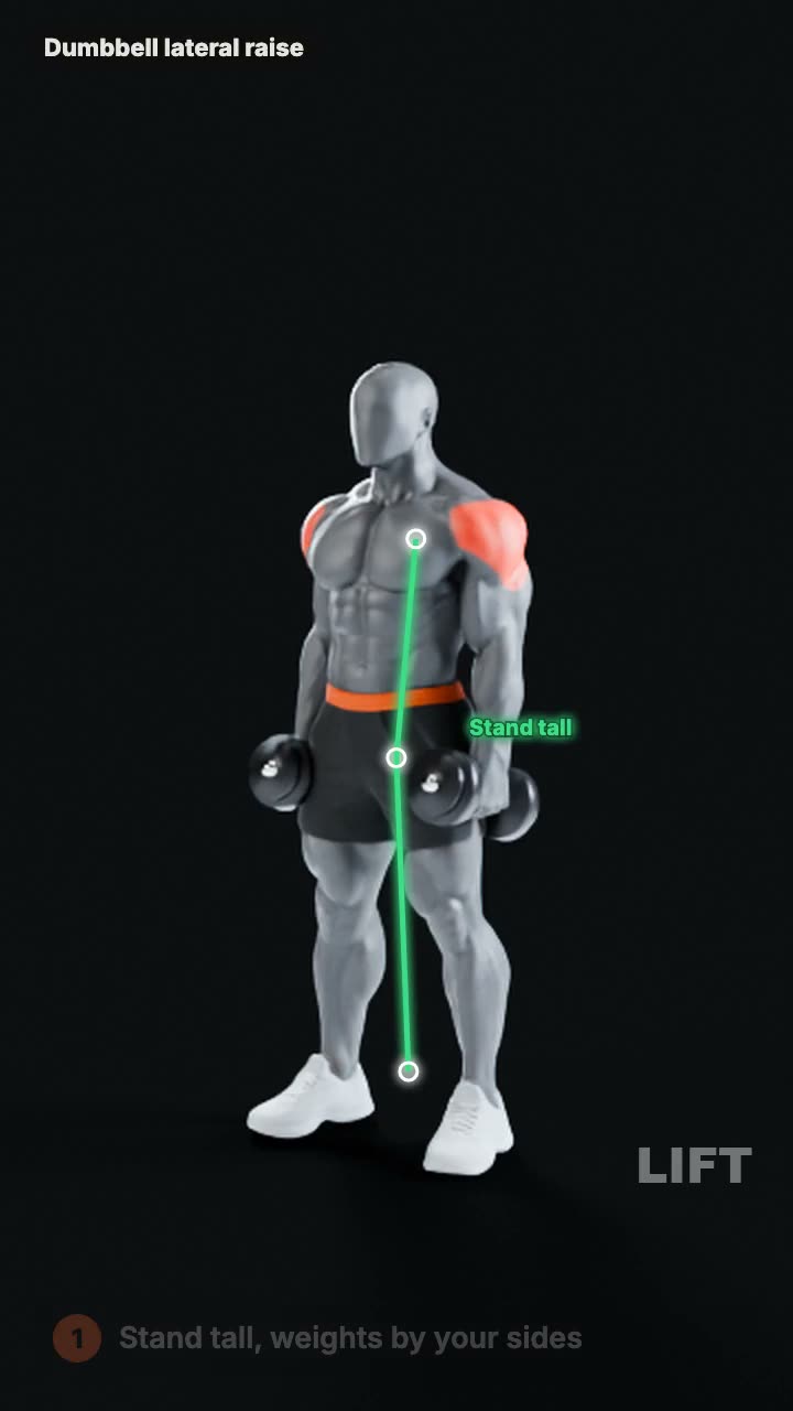 A numbered step of the lateral raise